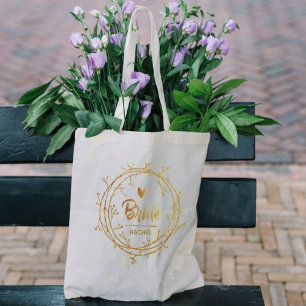 Tote Bag Faux Rose Gold Bride Coeur Mariage personnalisé