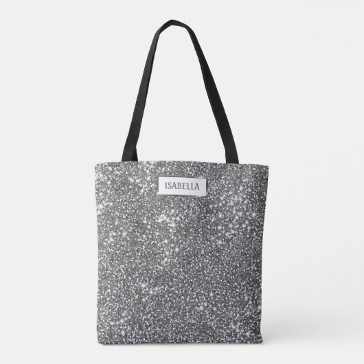 Tote Bag Faux Silver Parties scintillant Texture Look & Cus (Dos)