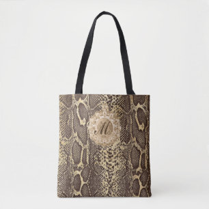 Tote Bag Faux Snake Skin Antique Charme Initial