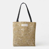 Tote Bag Faux Texture Pailleté Jaune Doré avec Nom (Dos)