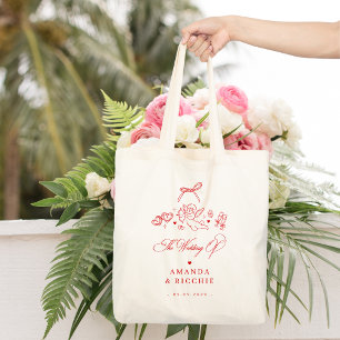 Tote Bag Faveur de mariage Cupidon vintage chérubin dessiné
