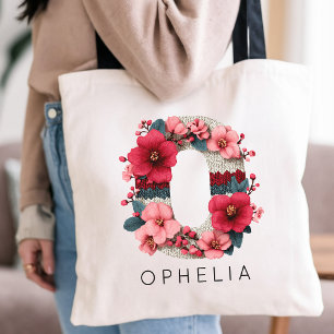 Tote Bag Faveur de mariage d'alphabet floral personnalisé
