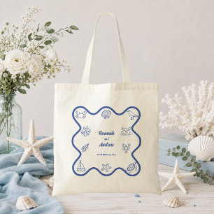 Tote Bag Faveur de mariage Vie marine dessinée de manière f