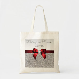 Tote Bag Faveur rouge de mariage d'arc de paillettes