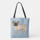 Tote Bag Fawn Couleur mignonne Carlin Mops Cartoon Chien ra (Dos)