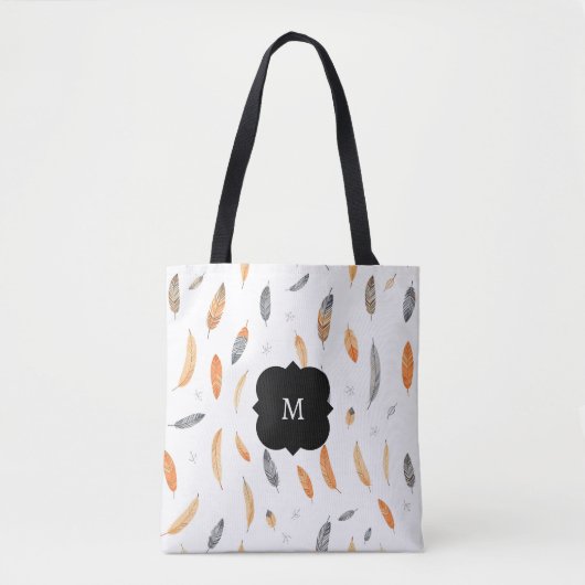 Tote Bag Feathers Luxury Trendy Boho Collection (Devant)