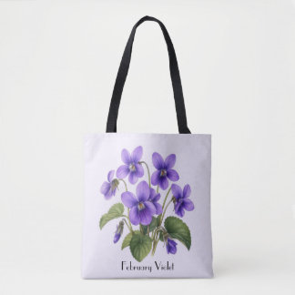 Tote Bag February Violet Flowers 