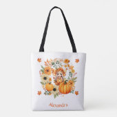 Tote Bag Fée Citrouille mignonne dans la couronne d'automne (Dos)