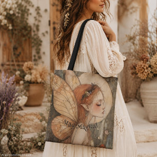Tote Bag Fée de la forêt fantaisiste avec citation Restez M