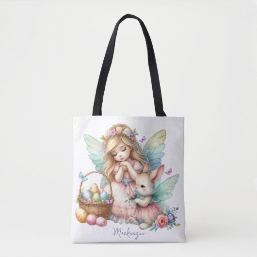 Tote Bag Fée de printemps de Pâques à l'aquarelle (Devant)