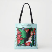 Tote Bag Fée Solstice Rouge Vert Noël (Devant)