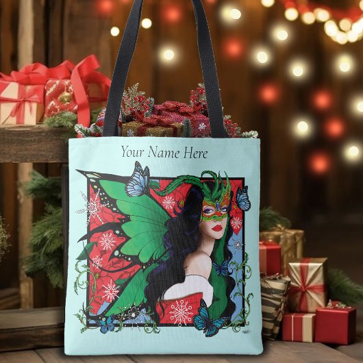 Tote Bag Fée Solstice Rouge Vert Noël