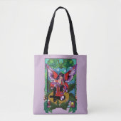 Tote Bag Fée violet rouge champignons gothique (Devant)