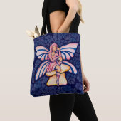 Tote Bag Fées d'aquarelle de champignons roses Fées (De près)
