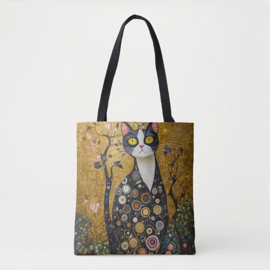 Tote Bag Feline céleste en or (Devant)