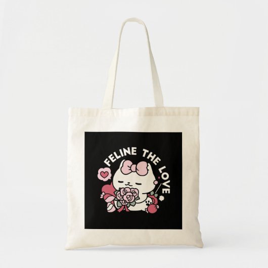 Tote Bag Feline the Love - Design de chat de la belle Valen (Devant)