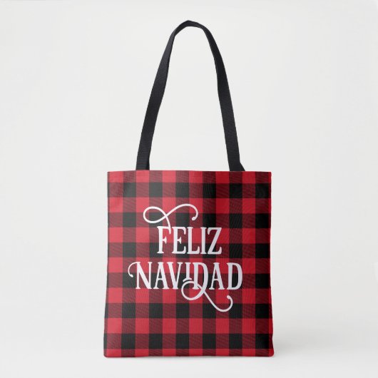 Tote Bag Feliz Navidad Buffalo Plaid (Devant)