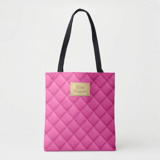 Tote Bag Feminine Hot rose Quilé Motif Nom (Devant)