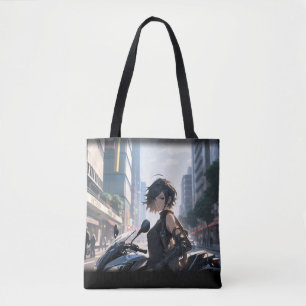 Tote Bag Femme Anime à vélo centre-ville