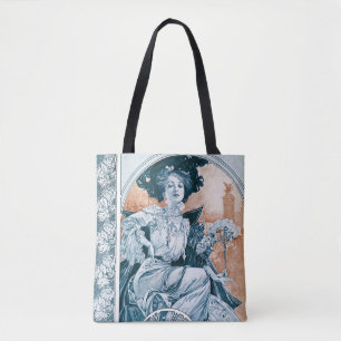 Tote Bag Femme avec Rose, Mucha