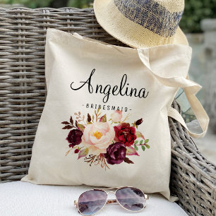 Tote Bag Femme de chambre florale rustique personnalisée