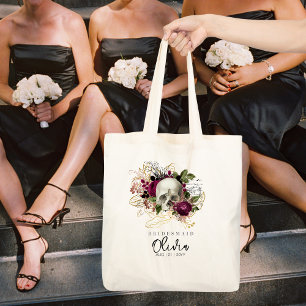 Tote Bag Femme d'honneur Fourre-tout Gothique Crâne Bourgog