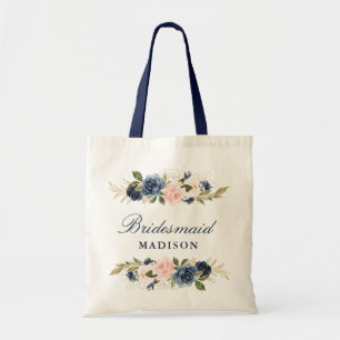 Tote Bag Femme d'honneur marine et rose pâle
