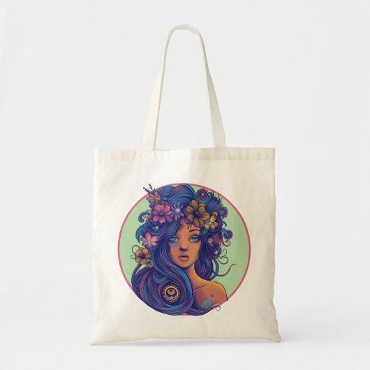 Tote Bag Femme d'Imaginaire Boho avec cheveux floraux (Devant)