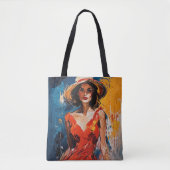 Tote Bag Femme en Robe de Cocktail Rouge (Devant)