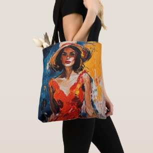 Tote Bag Femme en Robe de Cocktail Rouge