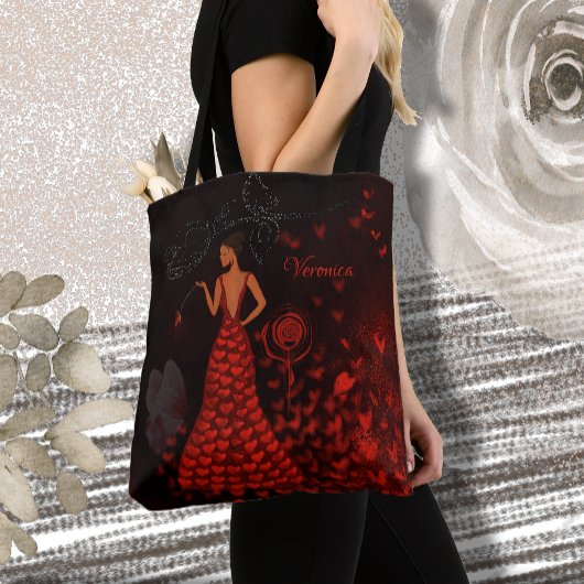 Tote Bag Femme en Robe Rouge Artiste