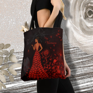 Tote Bag Femme en robe rouge Artistique