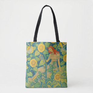 Tote Bag Femme-fille de fleurs dans le jardin de tournesol