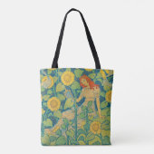 Tote Bag Femme-fille de fleurs dans le jardin de tournesol (Dos)