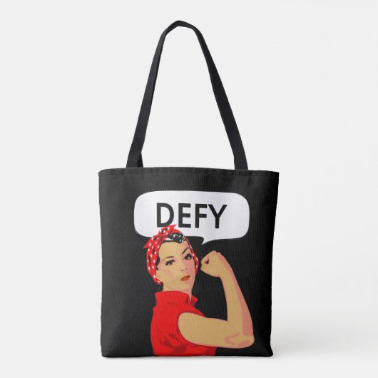 Tote Bag Femme forte vintage élégante & texte modifiable dé (Dos)