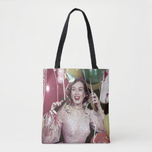 Tote Bag femme heureuse des années 1950 dans la robe