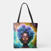 Tote Bag Femme Noire Avec Cheveux Afro Dans Les Lunettes Ga (Dos)