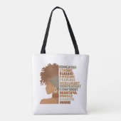Tote Bag Femme noire Fille Afro (Dos)