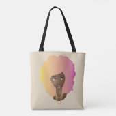 Tote Bag Femme noire, Jaune coloré, Cheveux orange et rose (Dos)