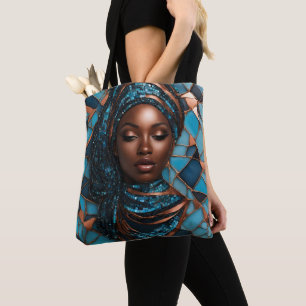 Tote Bag Femme noire Mosiac Blue Copper Fourre-tout