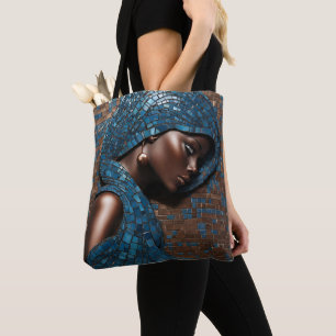 Tote Bag Femme noire Mosiac Blue Copper Fourre-tout