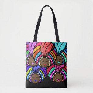 Tote Bag Femme noire, Turbines colorées