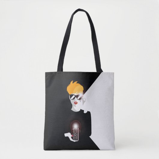Tote Bag Femme rétro tenant une caméra Pop Art (Devant)