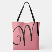 Tote Bag Femme rose initiale & nom élégant (Dos)