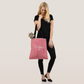 Tote Bag Femme rose initiale & nom élégant (Sur le modèle)