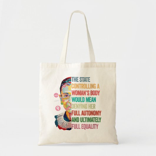 Tote Bag Femme Ruth Bader Ginsburg Pro Choice Mon corps Mon (Devant)