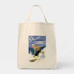 Tote Bag Femme Skiing - Poster anglais et français