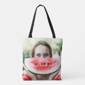 Tote Bag Femme tenant une pastèque tranchée (Dos)