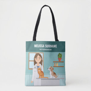 Tote Bag Femme vétérinaire docteur pour animaux de compagni