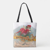 Tote Bag Femme victorienne Champagne Rouge Happy (Dos)